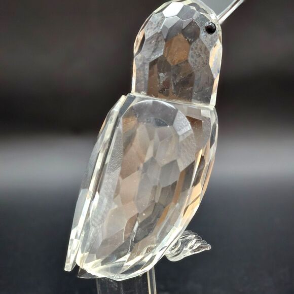 Crystal Clear Glass Bird Toucan Parrot Figurine Paperweight Facet Cuts Vintage - Picture 7 of 12